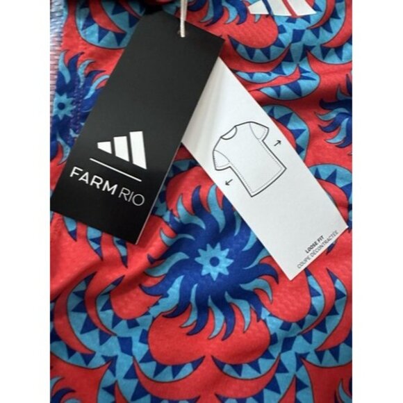Adidas X Farm Rio Red Blue Sleeveless Tank Pull Over Active Logo Size Medium - Picture 13 of 16